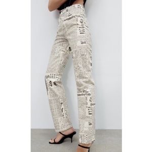 NWOT Zara Printed Straight Leg Jeans